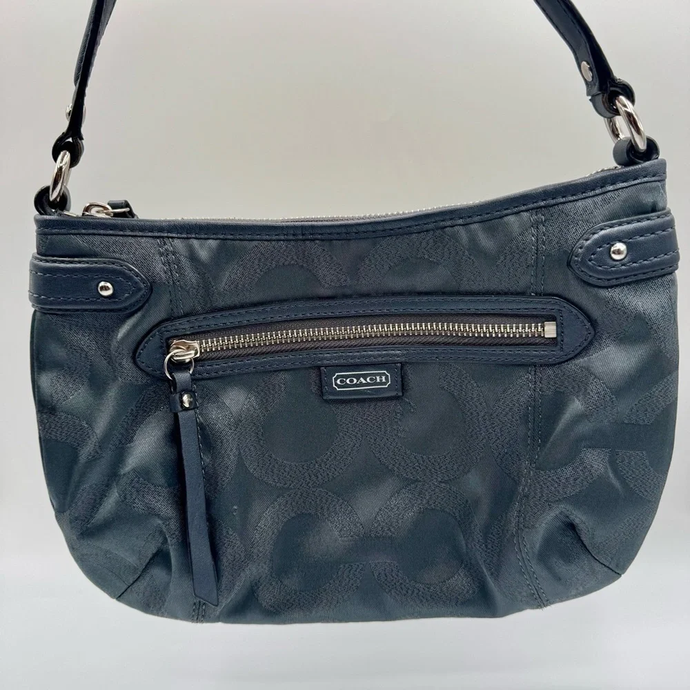 Coach Gray and Blue with Shimmer Shoulder Bag | Very Good Condition